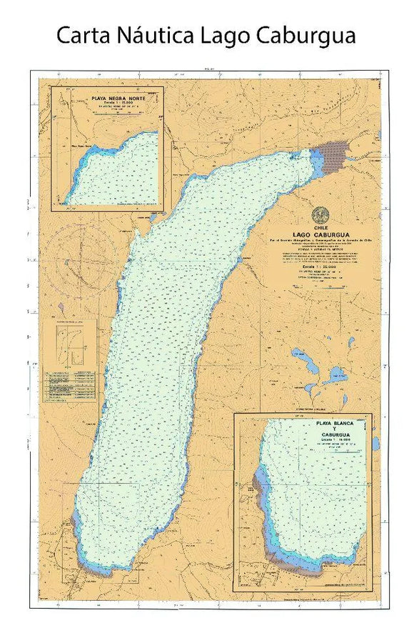 Carta Náutica Lago Caburgua 50x80 | Carta Náutica | Con o sin Marco | Mapas del Sur