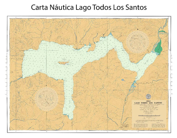 Carta Nautica Lago Todos Los Santos 80x60 | Carta Náutica | Con o sin marco | Mapas del Sur