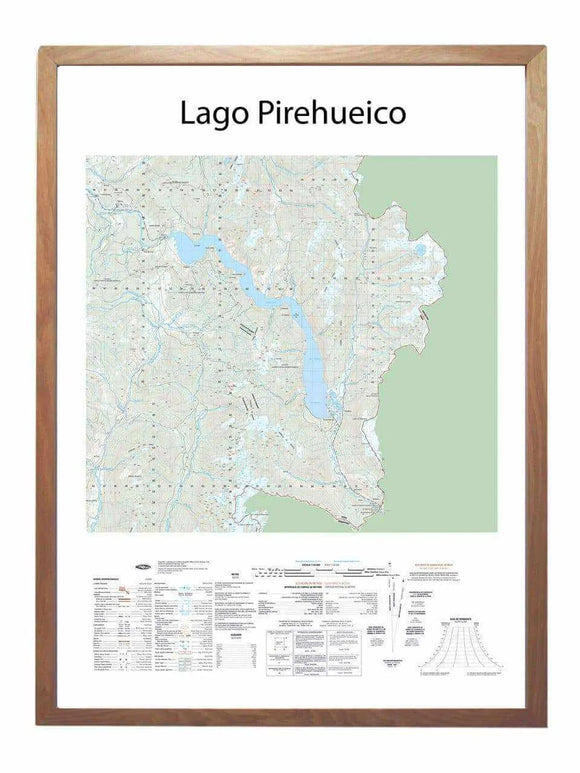 Lago Pirihueico IGM 73x100 cm | Mapa IGM | Con o sin marco | Mapas del Sur