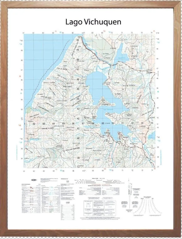 Lago Vichuquen IGM 50x76 cm | con o sin marco | Mapa IGM | Mapas del Sur
